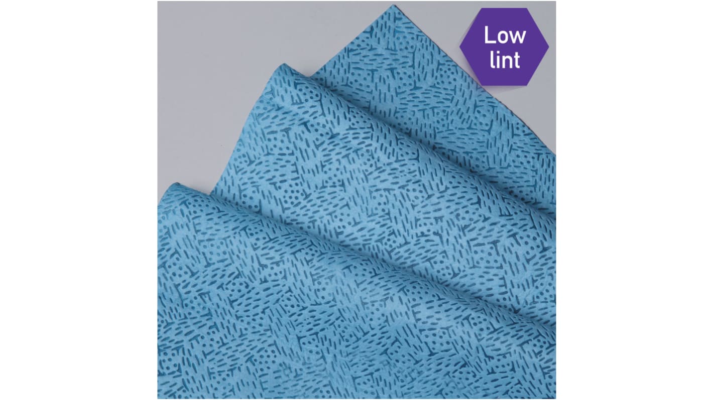Paño Reutilizable para Limpieza de superficies Kimberly Clark Process Wipers 7643 de color Azul, en Rollo de 500