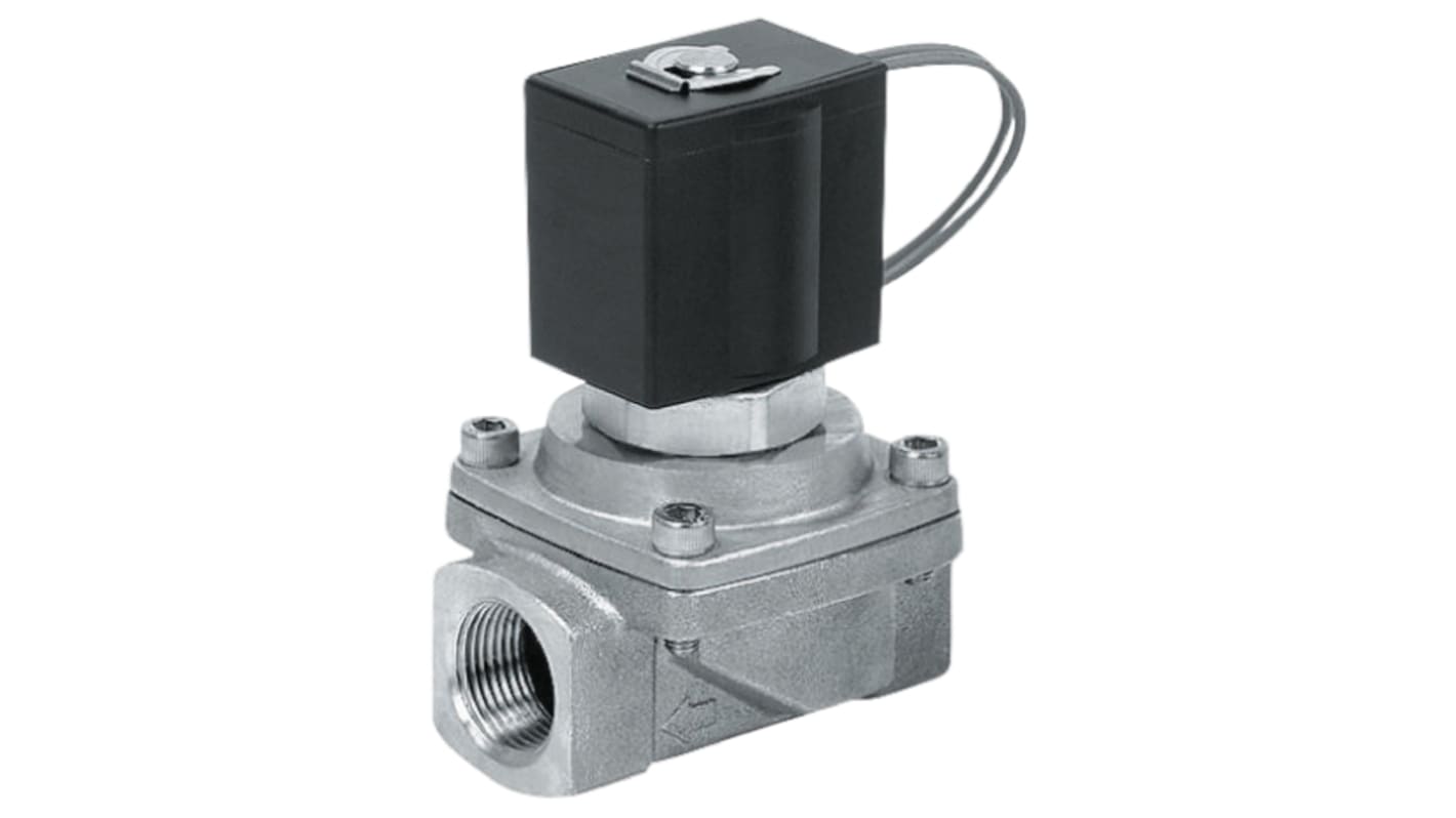 SMC Solenoid Valve VXZ2240-04F-JDR1, 2 port(s) , NC, 230 V ac, 1/2in