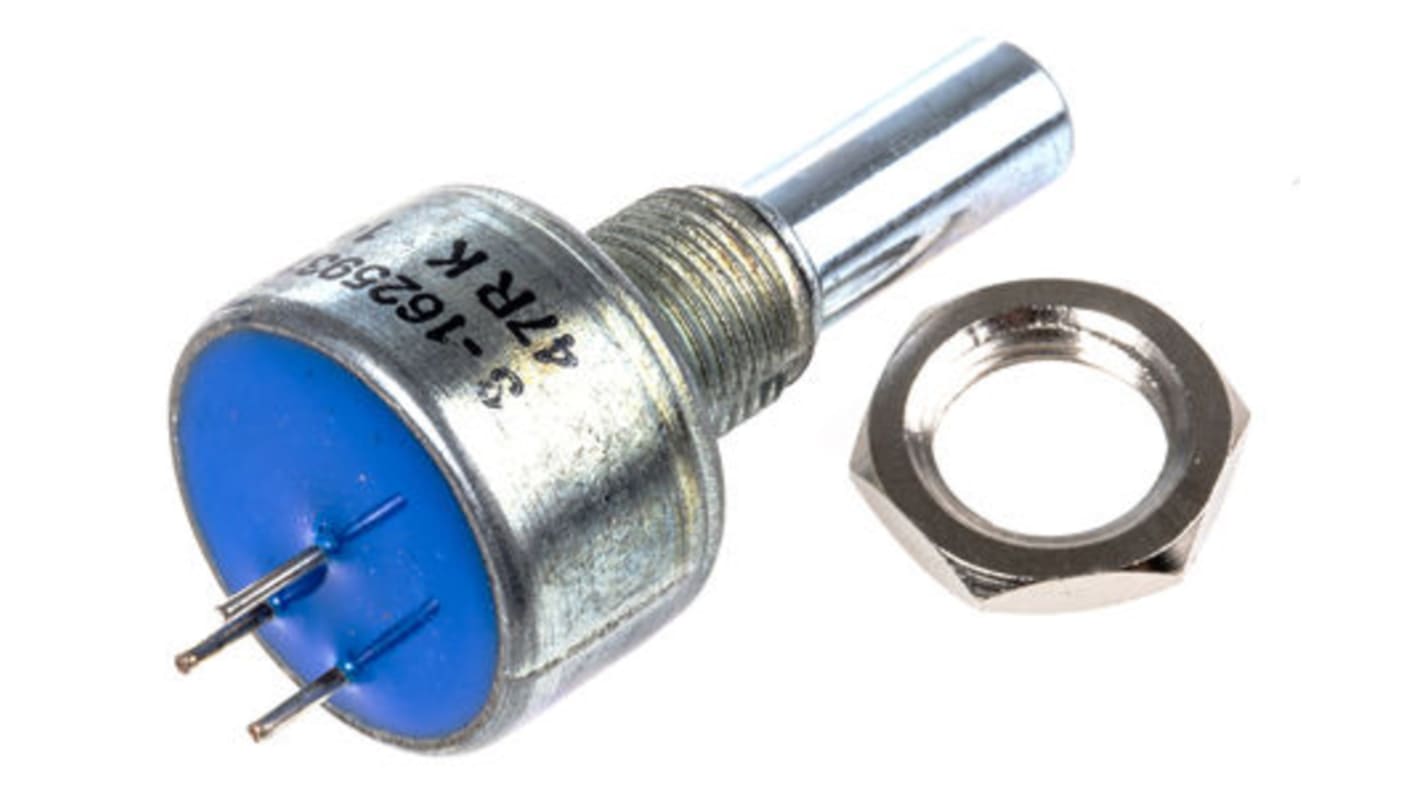 Potencjometr 47Ω typ Obrotowy TE Connectivity średnica wału 6,35 mm 2W długość wału 25.4mm średnica 19.03mm Montaż