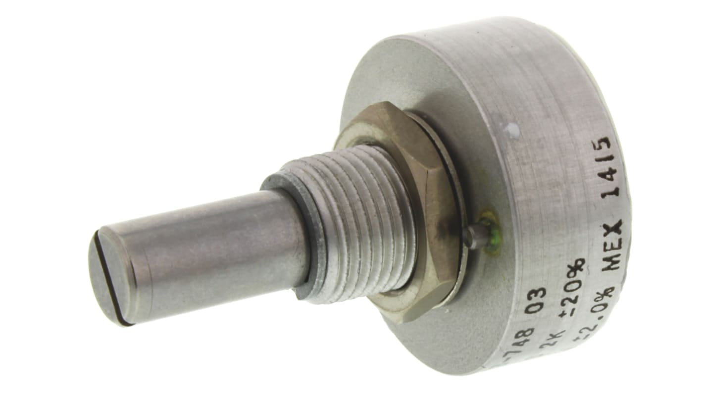 Vishay 157 2kΩ Rotary Potentiometer 1-Gang Panel Mount, 157B202MX9001