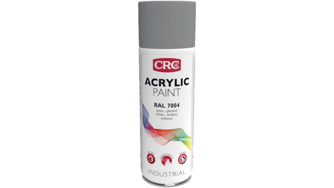 CRC ACRYLIC PAINT Sprühfarbe Grau Glänzend, 400ml, RAL 7004