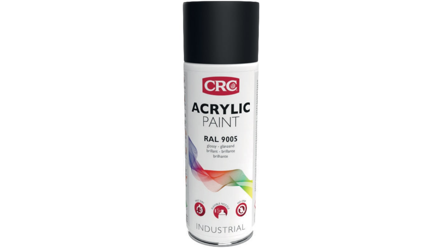 CRC ACRYLIC PAINT Sprühfarbe Schwarz Glänzend, 400ml, RAL 9005