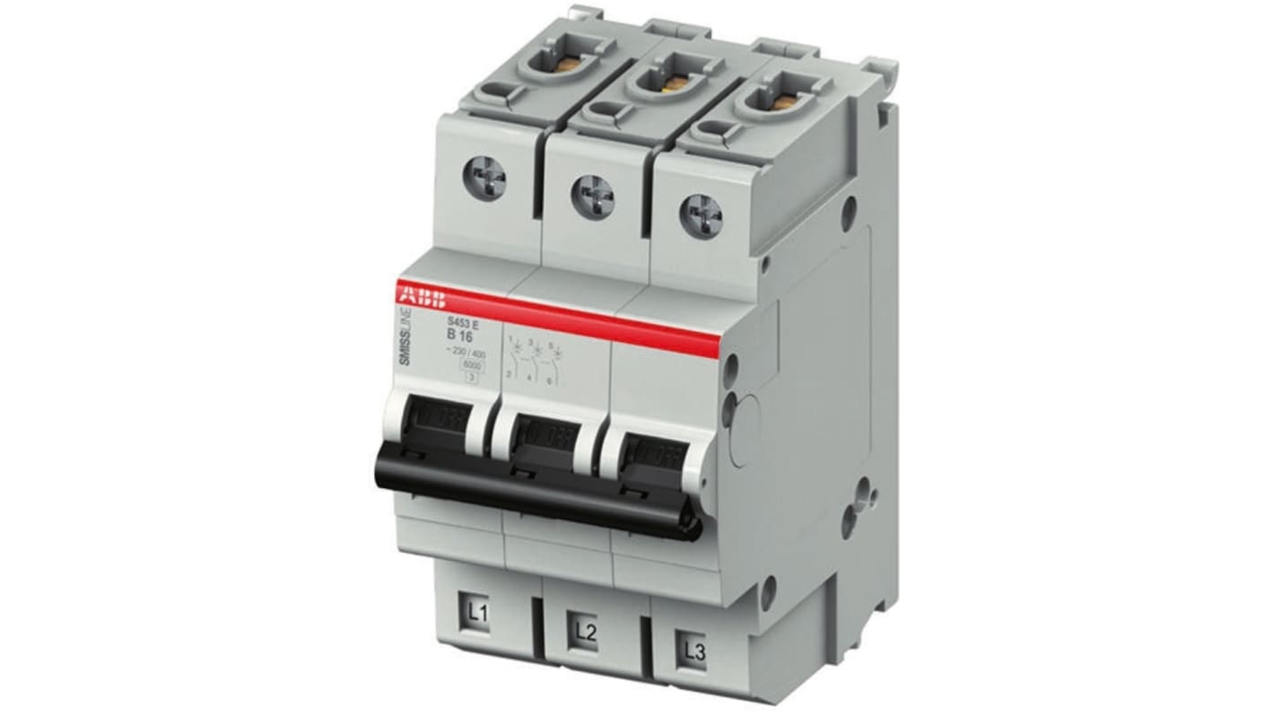 Disjoncteur ABB S400E 3P, 25A, pouvoir de coupure 6 kA, montage rail DIN