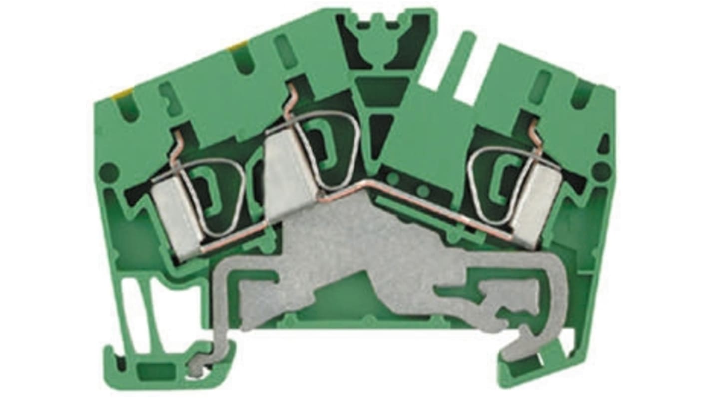 Weidmuller ZPE Series Green/Yellow Earth Terminal Block, 2.5mm², Single-Level, Clamp Termination