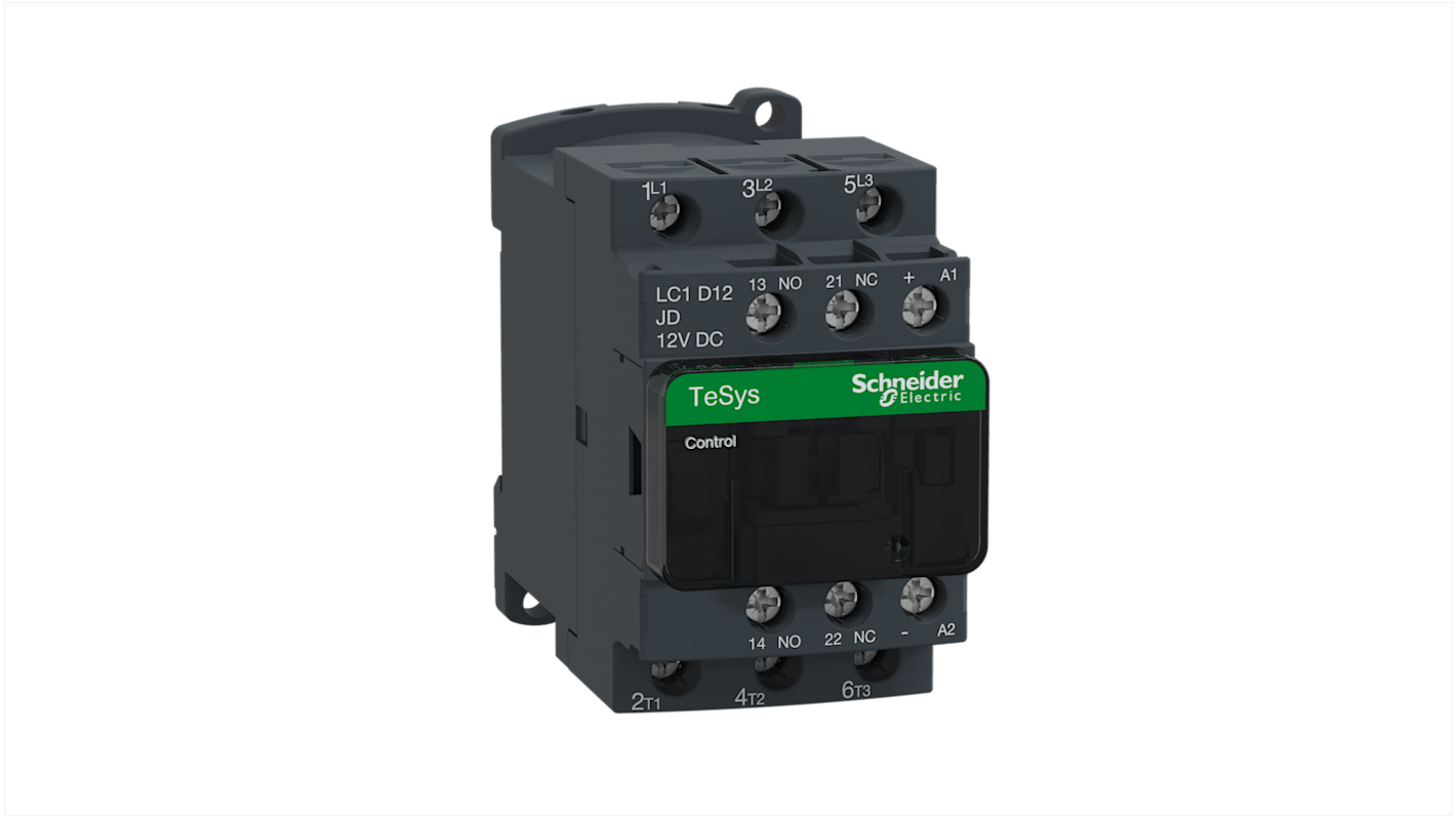 Schneider Electric TeSys D TeSyS D Contactor, 12 V dc Coil, 3-Pole, 12 A, 5.5 kW, 3NO, 690 V ac