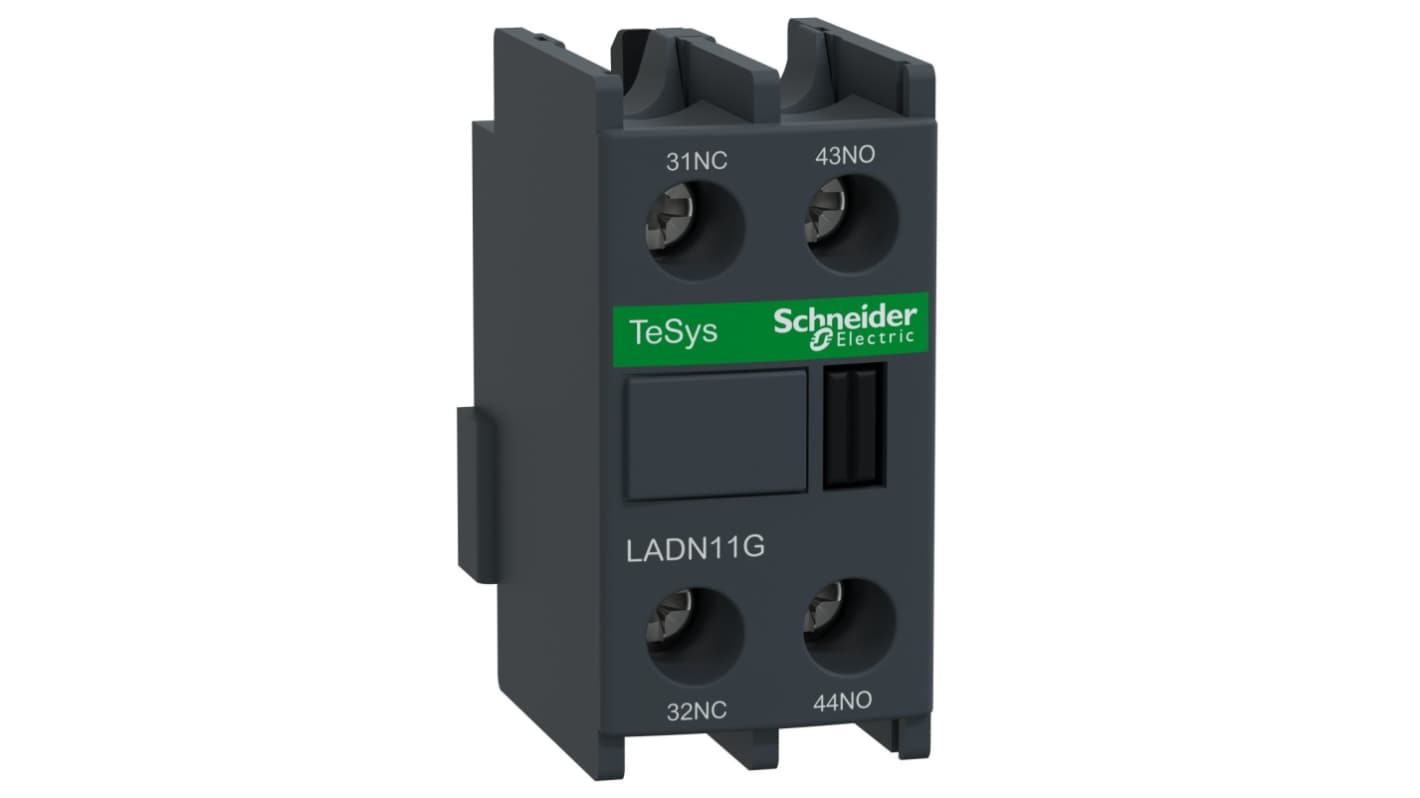 Schneider Electric 辅助触头组, 2个触点, 1 常闭 + 1 常开, 10 A, 690 V 交流, 正面安装, 螺钉接端, LADN系列