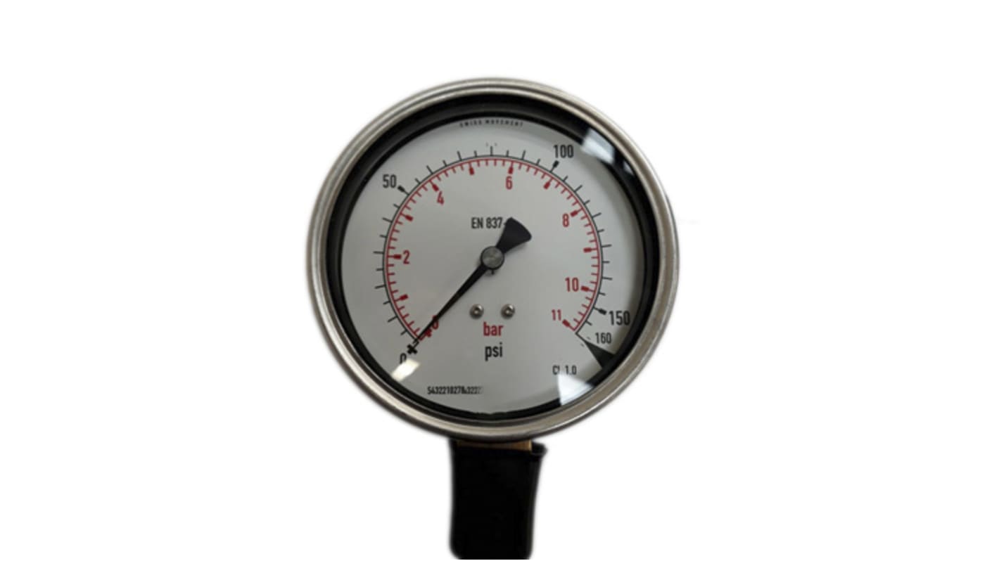 RS PRO G 3/8 Analogue Pressure Gauge 160psi Bottom Entry 100mm Outside Diameter