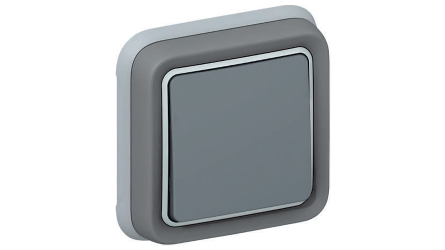 Legrand Grey Outdoor Light Switch, 2 Way, 1 Gang, Plexo