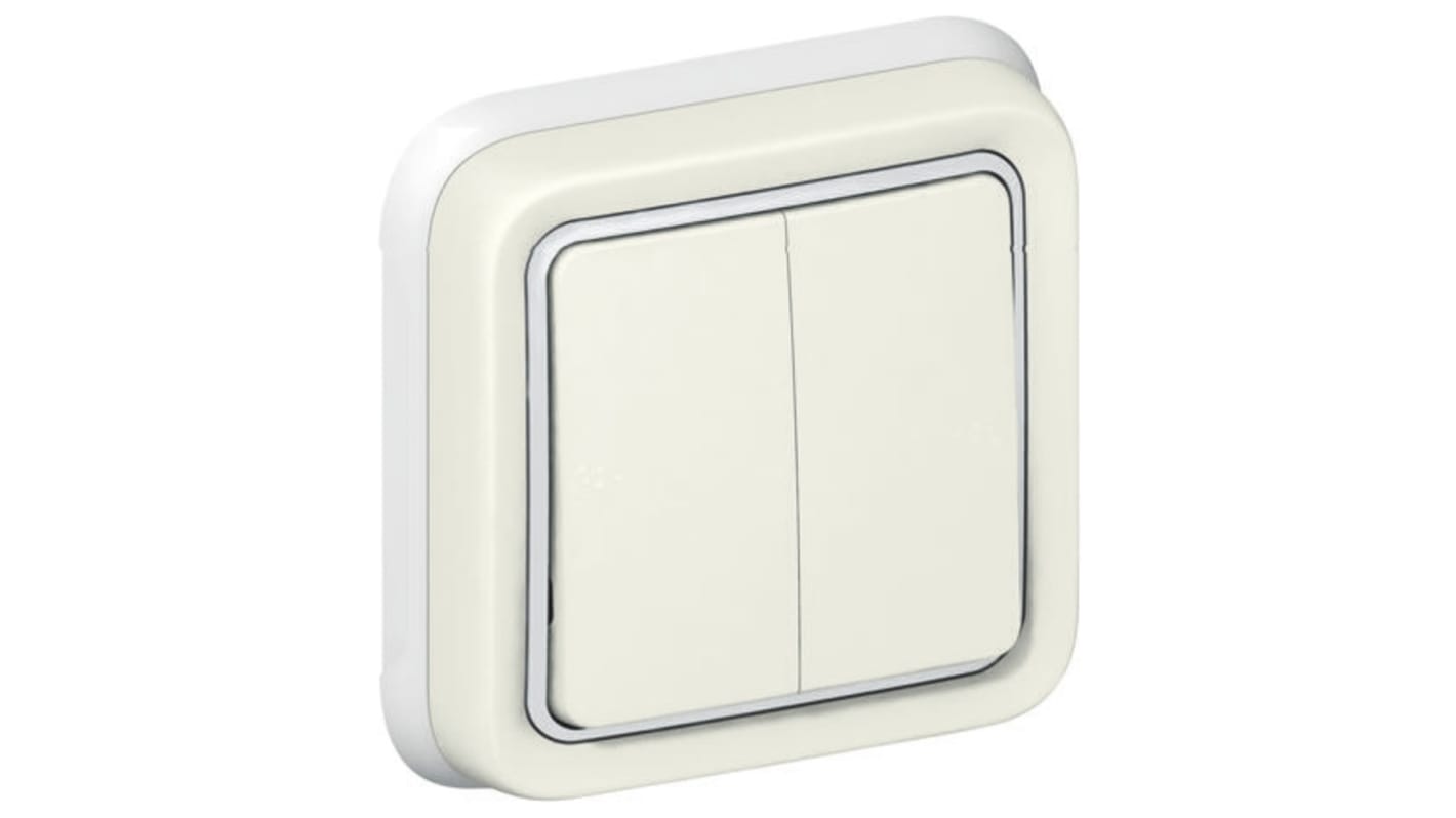 Legrand White Outdoor Light Switch, 2 Way, 2 Gang, Plexo