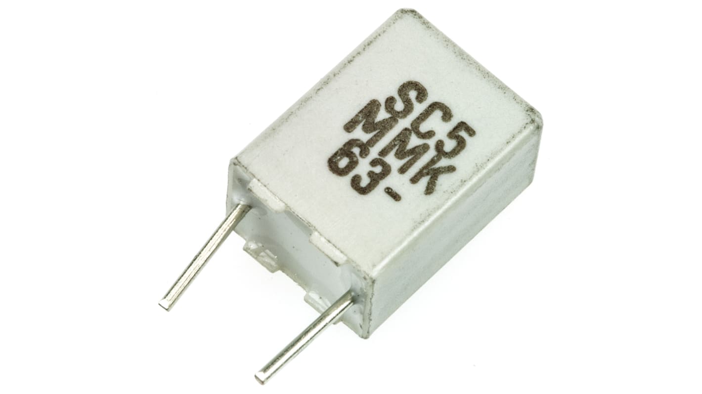 KEMET MMK Polyester Film Capacitor, 40 V ac, 63 V dc, ±10%, 1μF, Through Hole