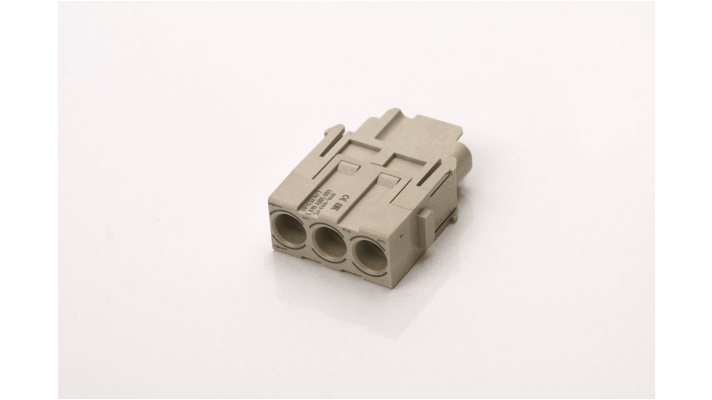 RS PRO Heavy Duty Power Connector Insert, 40A, Female, 3 Contacts