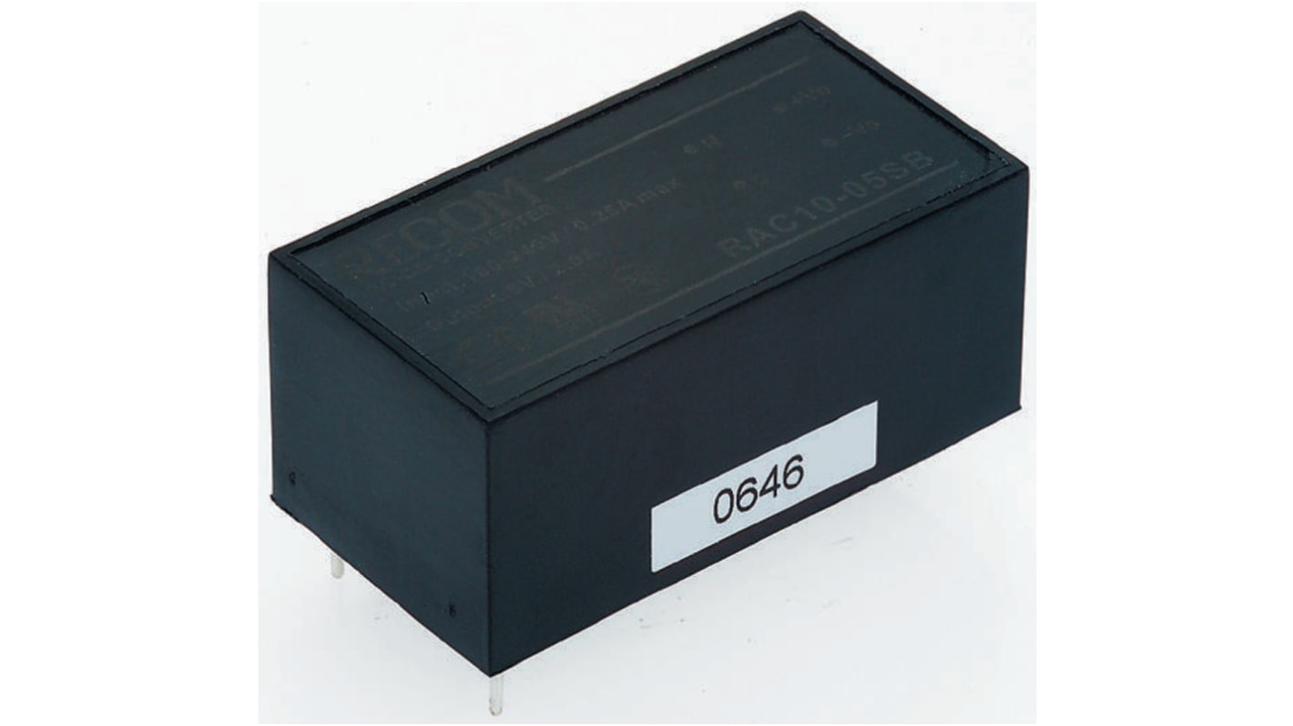 Recom Switching Power Supply, RAC10-15SB, 15V dc, 667mA, 10W, 1 Output, 90 → 264V ac Input Voltage