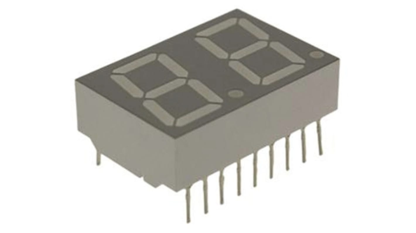 Display LED a 7 segmenti a segm. Broadcom, 2 cifre, H. 14.2mm, 17 x 25.1 x 8mm, 3,7 mcd, col. Rosso