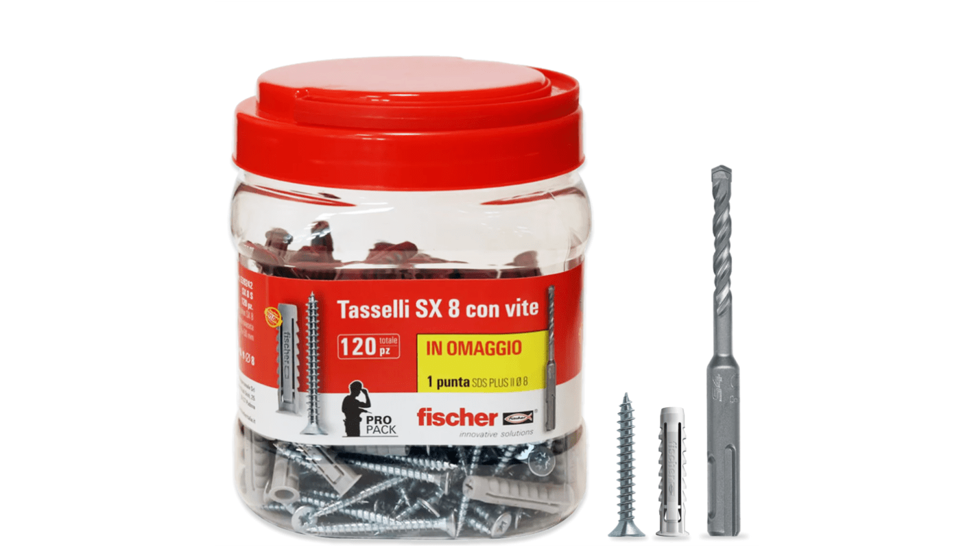 Tassello con viti Fischer Fixings ProPack SX Plus in Nylon, Ø fissaggio 8mm, L. 40mm