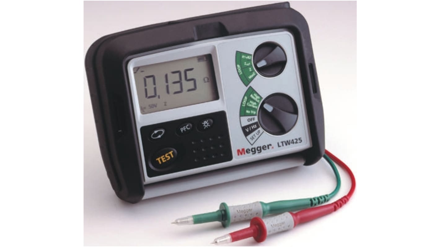 Megger LTW425-EU-BS Loop Impedance & RCD Combined Tester, Loop Impedance Test Type 2 Wire 440V, RCD Test Type AC