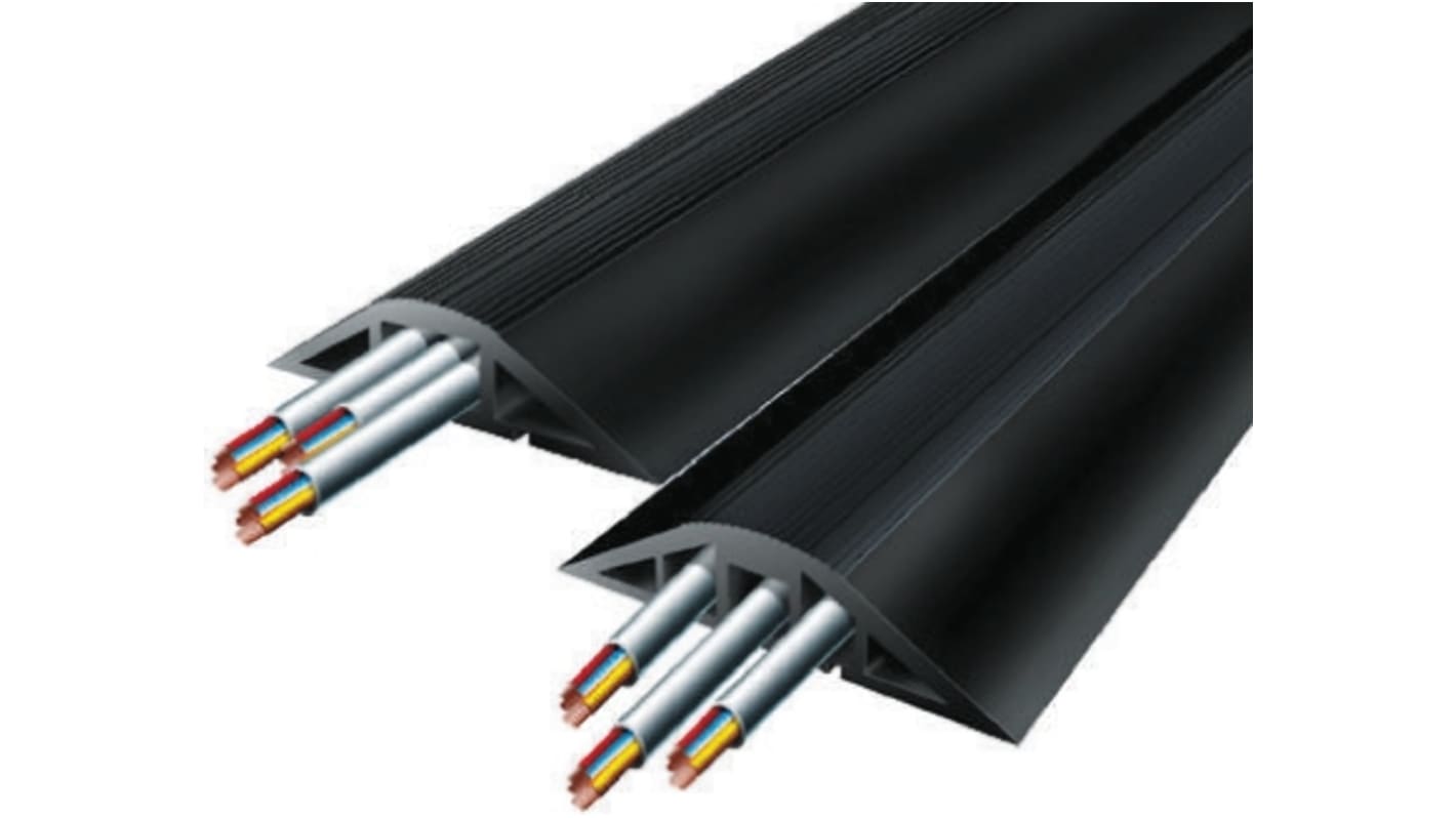 RS PRO 4.5m Black Cable Cover in Rubber, 14mm Inside dia.