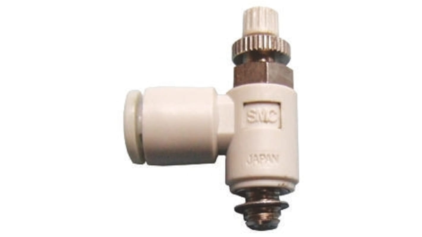 SMC AS Series Threaded Speed Controller, M3 x 0.5 Male Inlet Port x M3 x 0.5 Male Outlet Port x 1/8in Tube Outlet Port