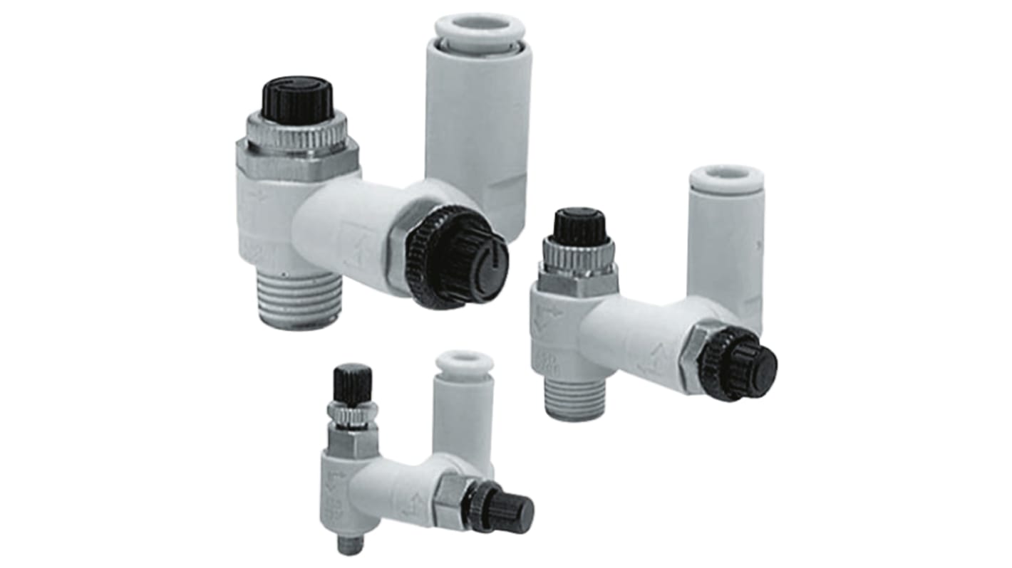 SMC ASD Series Threaded Speed Controller, R 3/8 Male Inlet Port x 8mm Tube Outlet Port