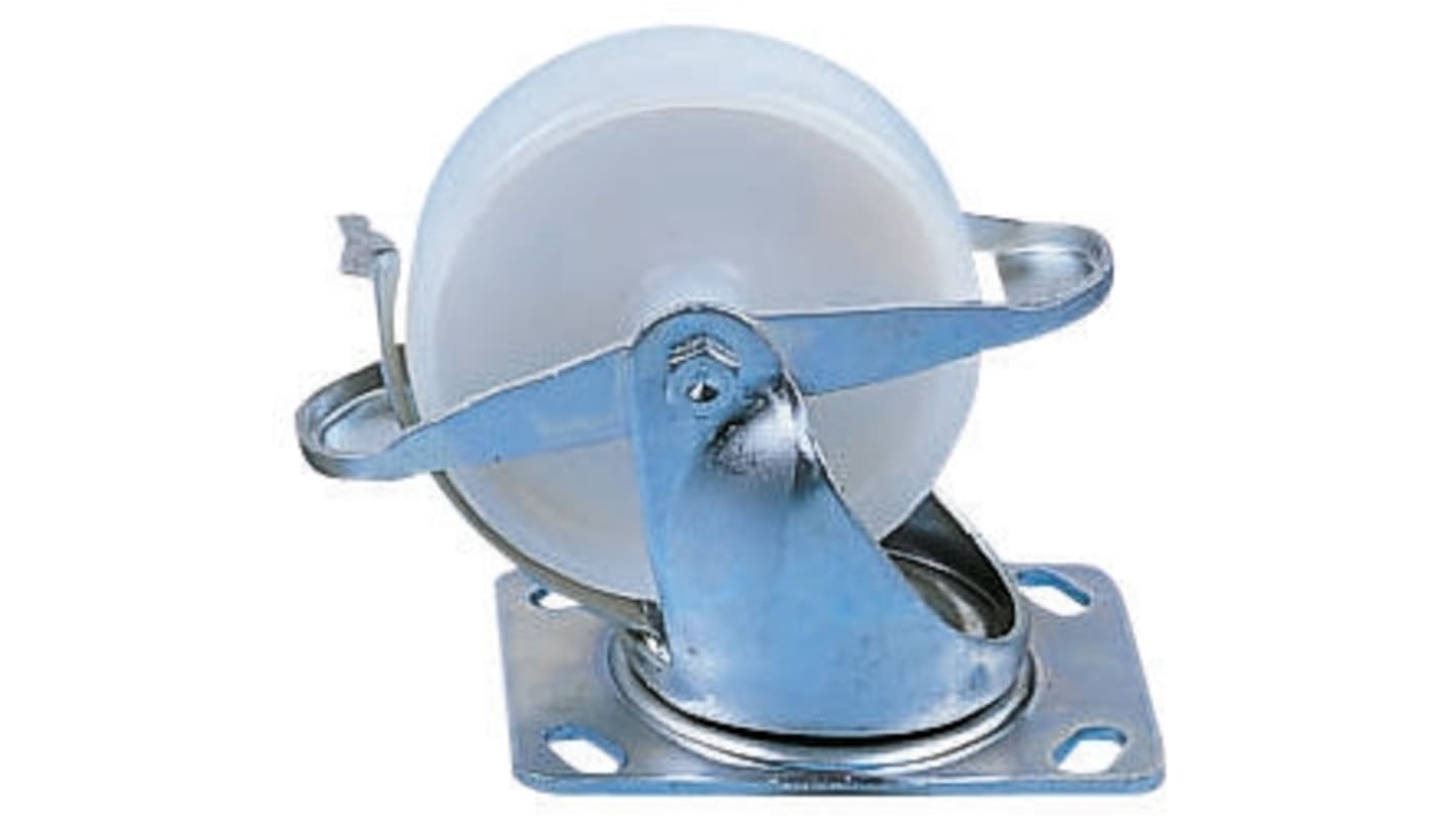 Flexello 重型万向脚轮, 230kg负载, Φ100mm, 125mm总高, 板安装, 带刹车, 平孔轮毂