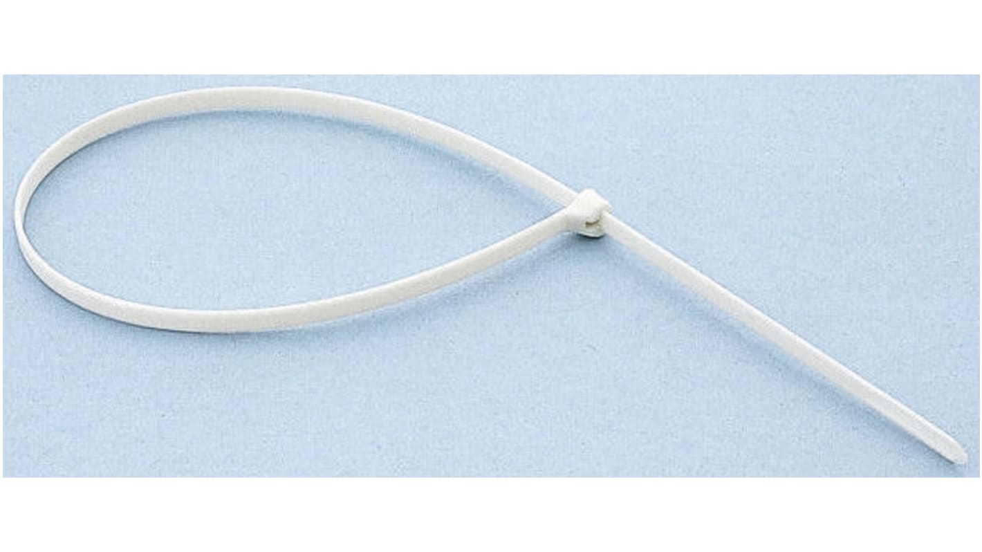 Thomas & Betts Cable Ties, 186mm x 4.7 mm, White Nylon, Pk-100