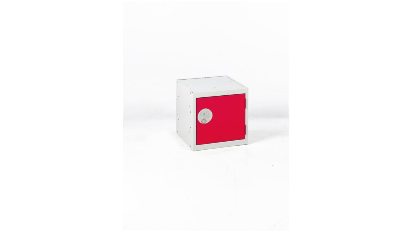 RS PRO 1 Door No Steel Light Grey, Red Locker, 300 mm x 300 mm x 300mm