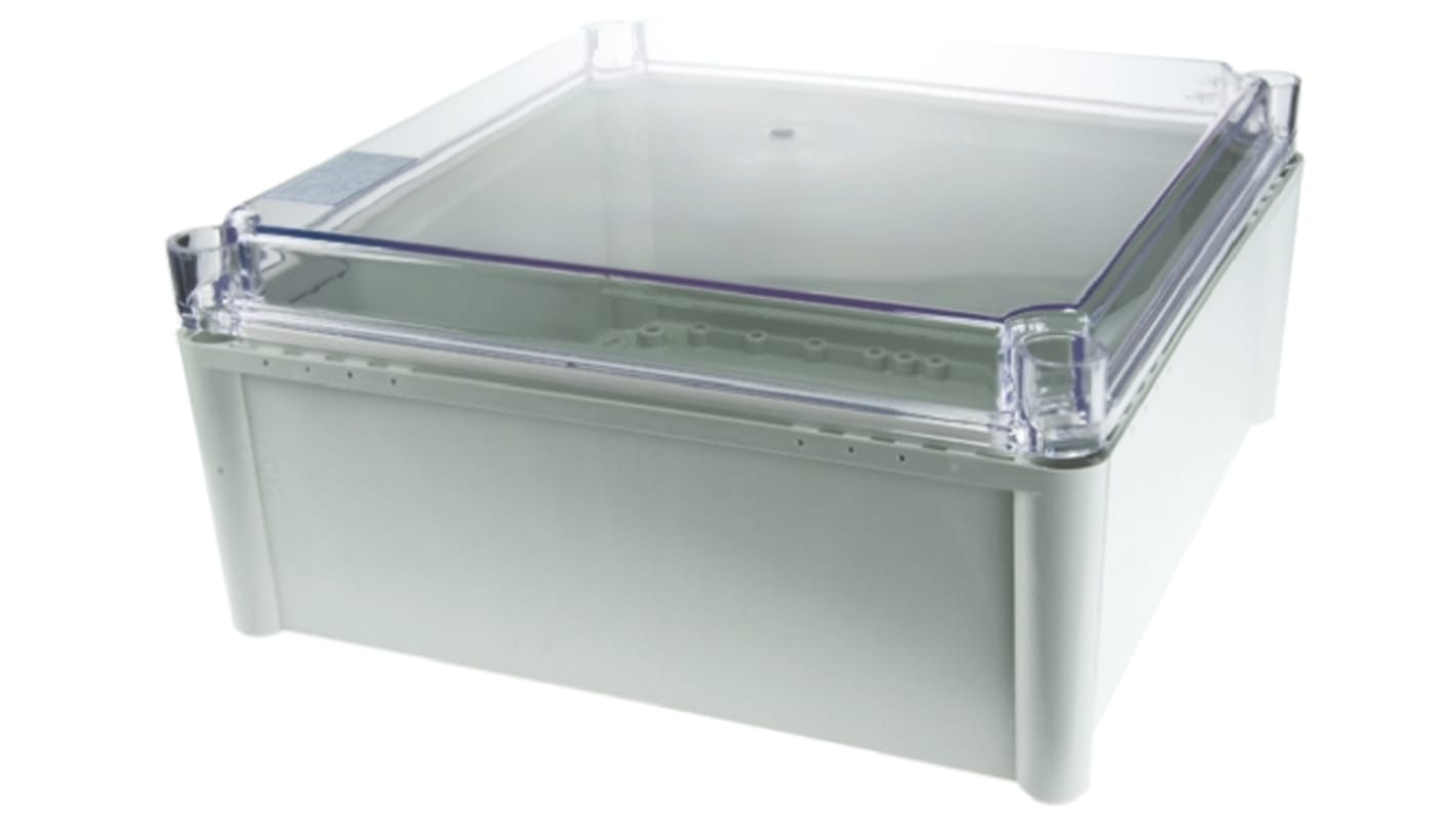 Fibox FEX Series Grey Polycarbonate Enclosure, IP54, Transparent Lid, 278 x 278 x 130mm