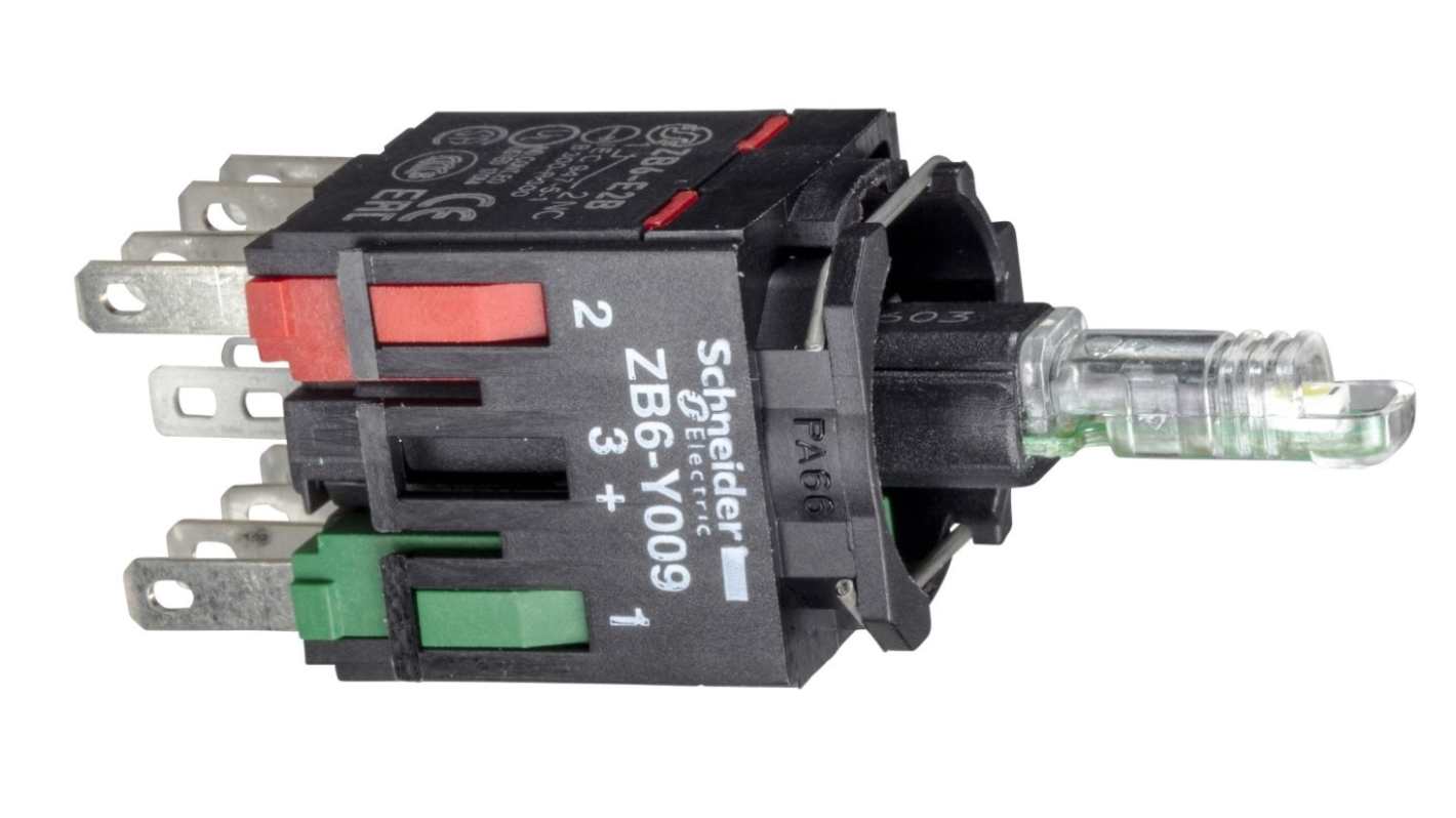 Schneider Electric Harmony XB6 Series Contact & Light Block, 12 → 24 V, 12 → 24V ac/dc, Yellow Light, 1NO