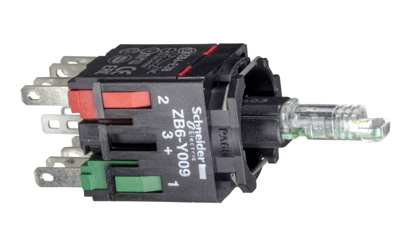 Schneider Electric Harmony XB6 Series Contact & Light Block, 12 → 24V, Green Light, 1NO