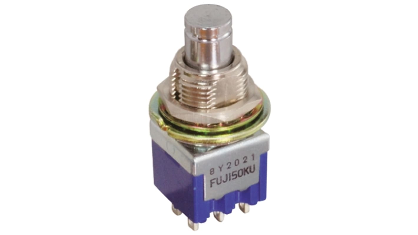 Copal Electronics Push Button Switch, Latching, Panel Mount, DPDT