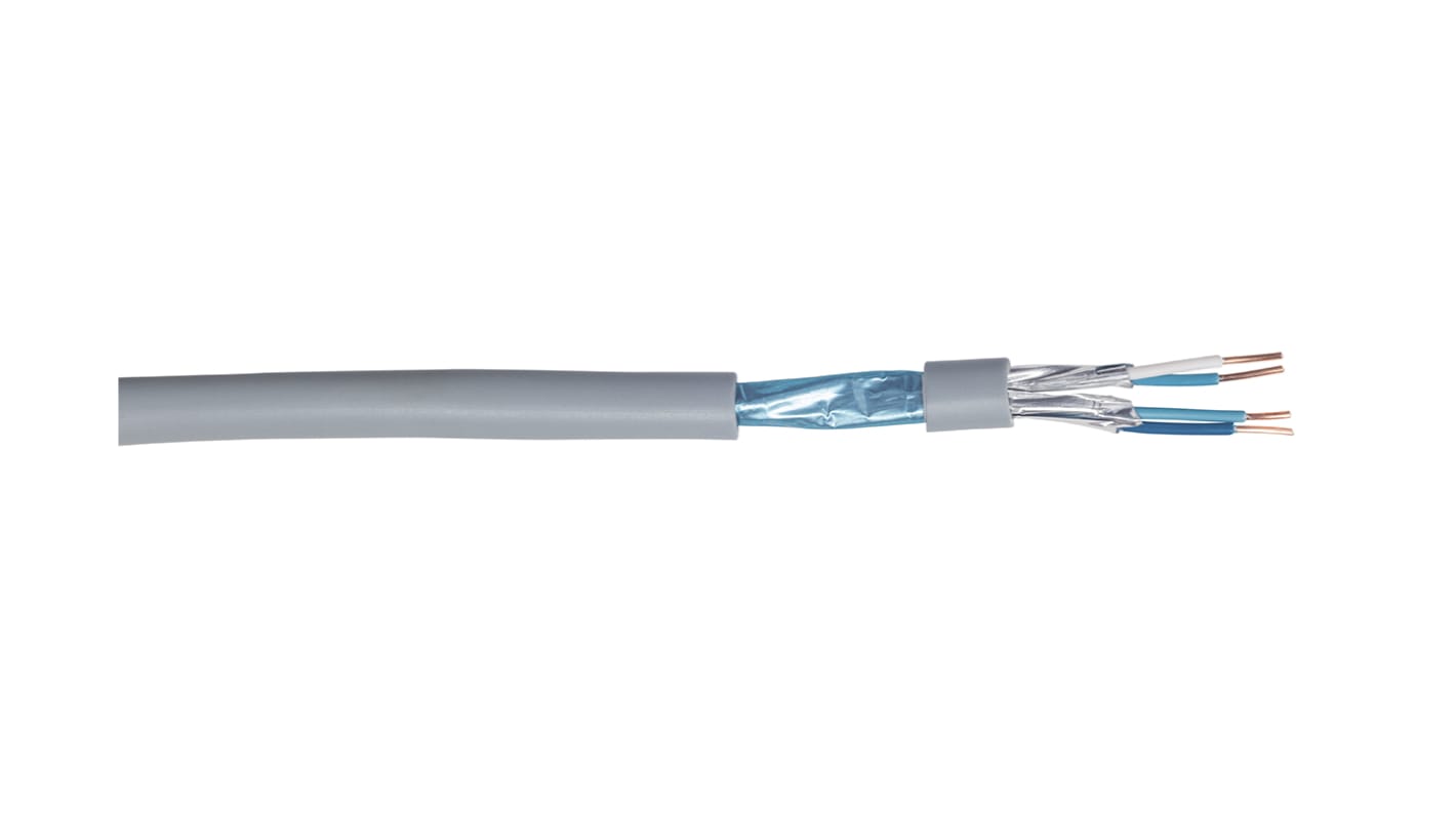 CAE Groupe 4 Core 24 AWG Telephone Cable, 1/0.51 mm, Grey Sheath, 100m