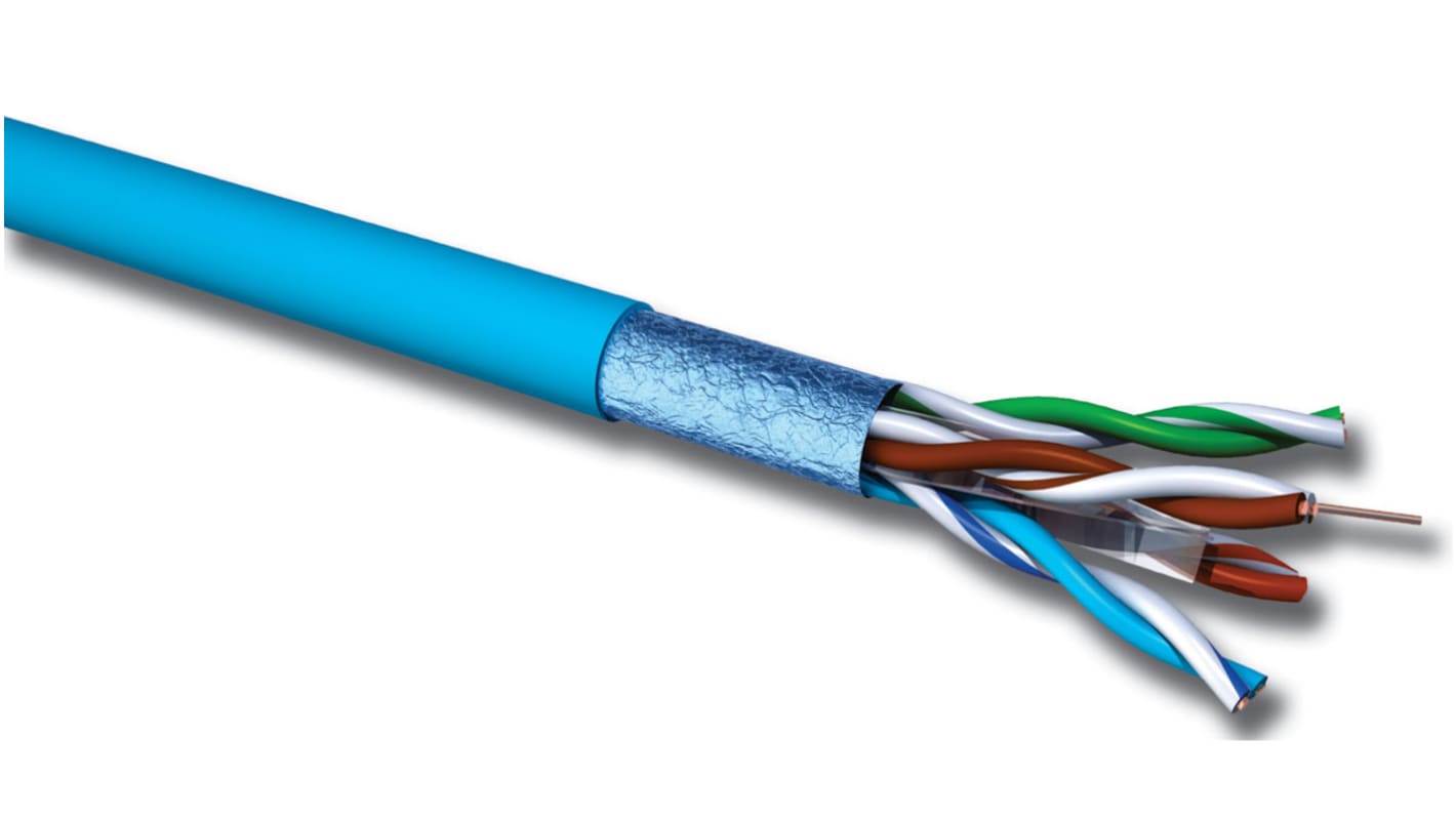 CAEMMC, 100m Cat6, Blue, F/UTP Shielded, Unterminated LSZH Sheath