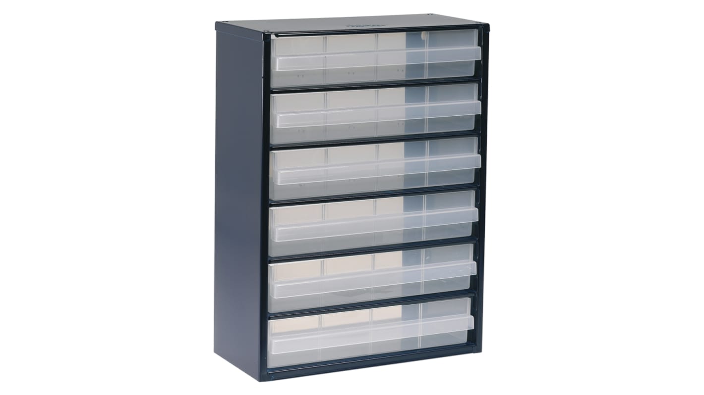 Raaco 6 Drawer Storage Unit, Steel, 417mm x 306mm x 150mm, Blue