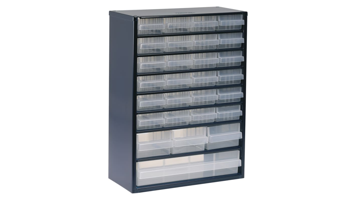 Raaco 28 Drawer Storage Unit, Steel, 417mm x 306mm x 150mm, Blue