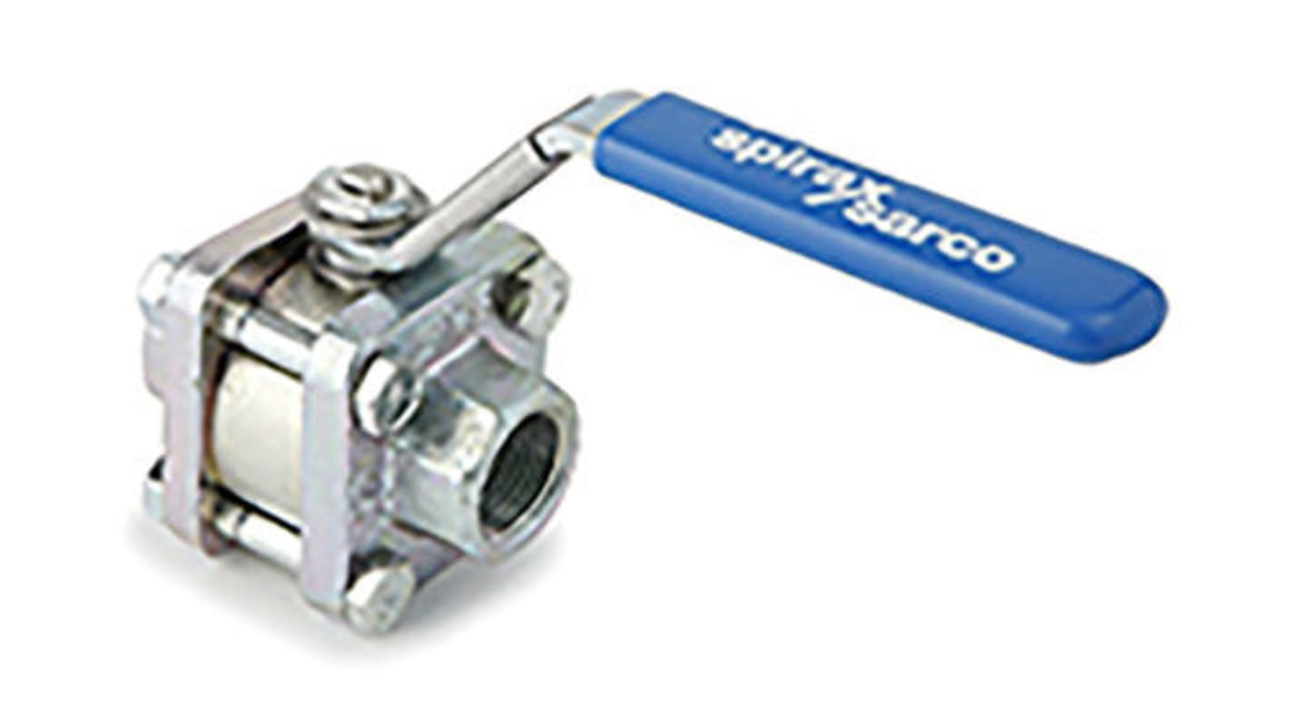 Spirax Sarco Stainless Steel Reduced Bore, 3 Way, Ball Valve, Threaded, BSPP 1in