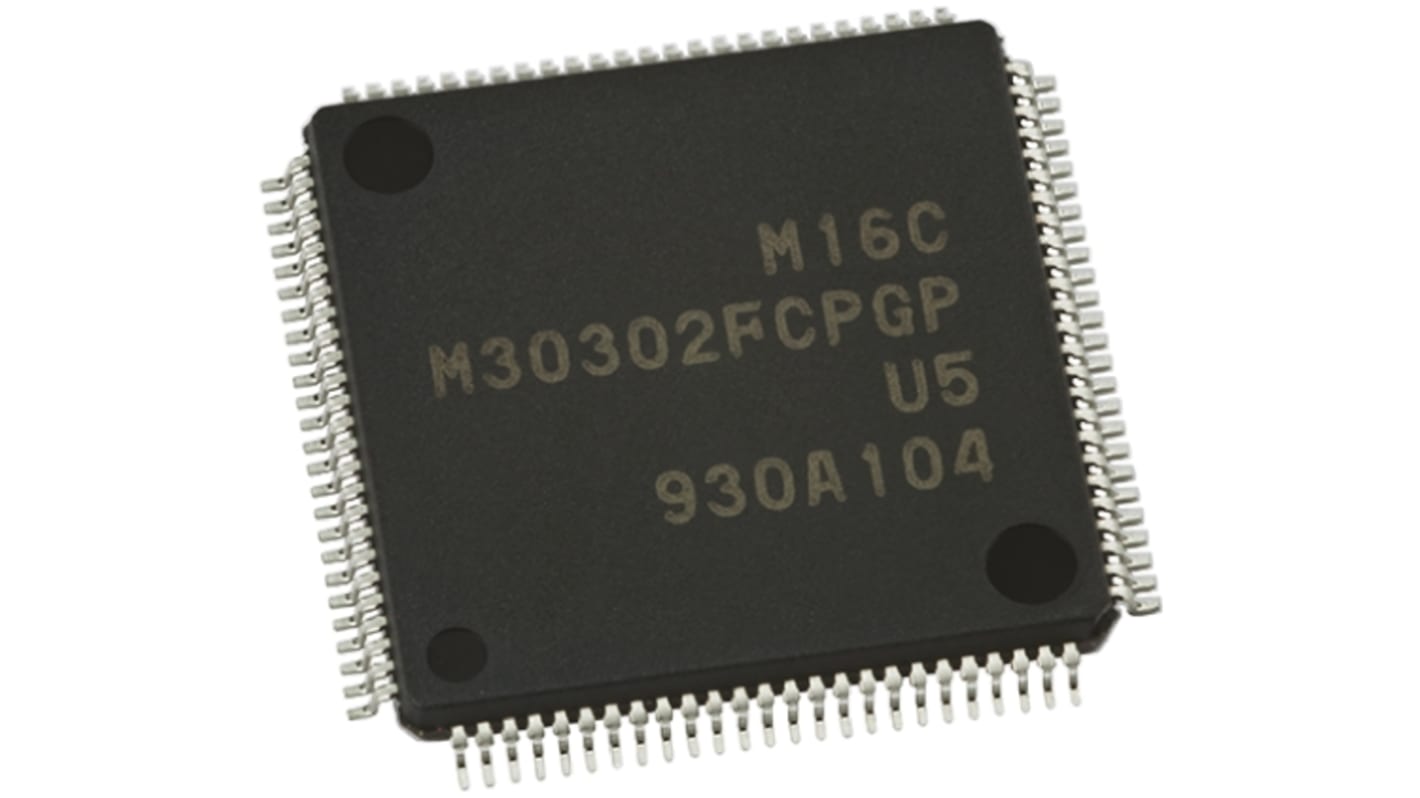 Renesas Electronics, 16bit M16C/60, R8C Microcontroller, 25MHz, 16 kB, 256 kB, 8 kB Flash, 100-Pin LQFP
