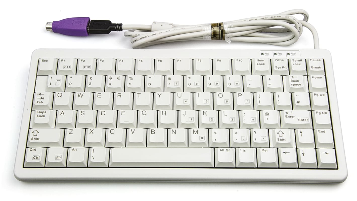 Cherry Wired PS/2, USB Compact Keyboard, QWERTY (UK), White