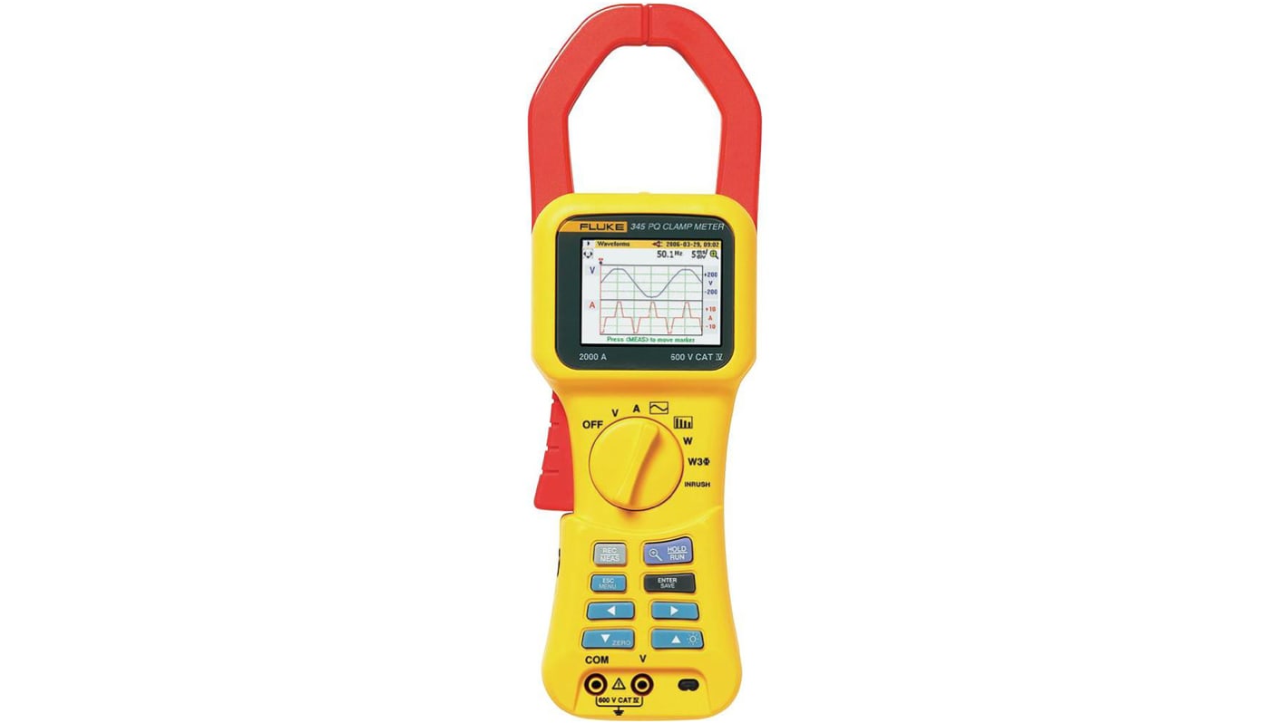 Fluke 345 Clamp Meter USB, 2kA dc, Max Current 1.4kA ac CAT IV 600 V