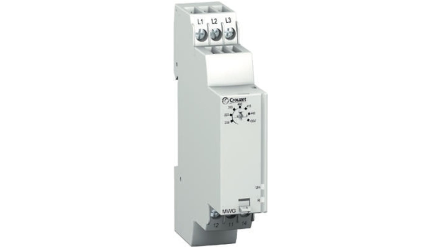 Crouzet モニタリングリレー, SPDT, DINレール, 183 → 528V ac, 84873022