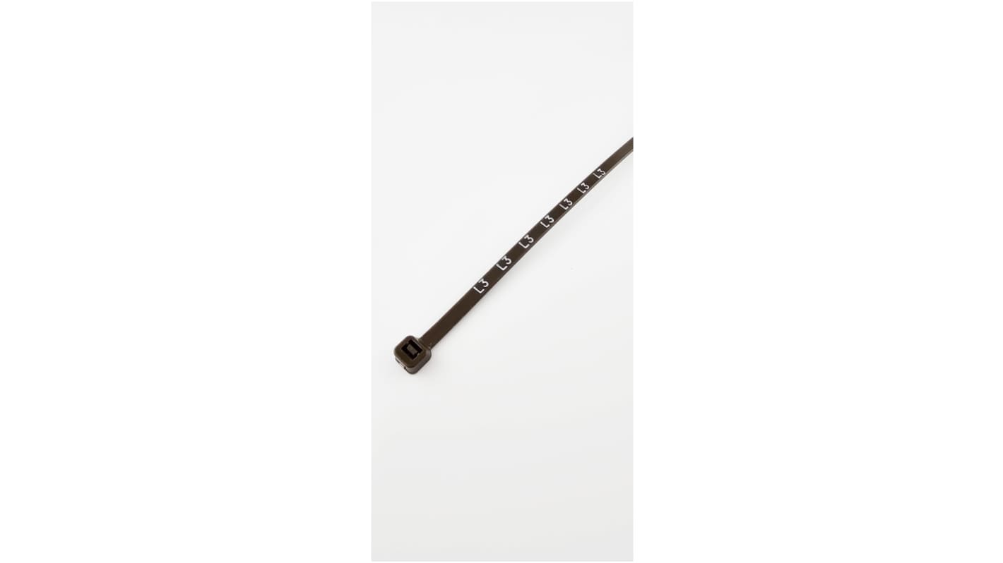 Fascetta per cavi con marcatura di fase RS PRO in Nylon 66, 200mm x 4,8 mm, col. Marrone
