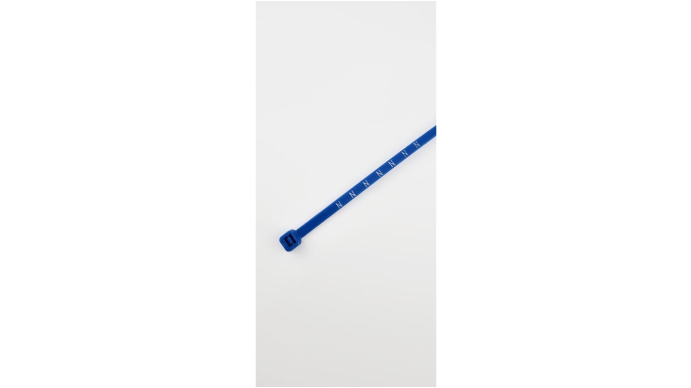 RS PRO Phase Marking Cable Tie, 200mm x 4.8 mm, Blue Nylon, Pk-100