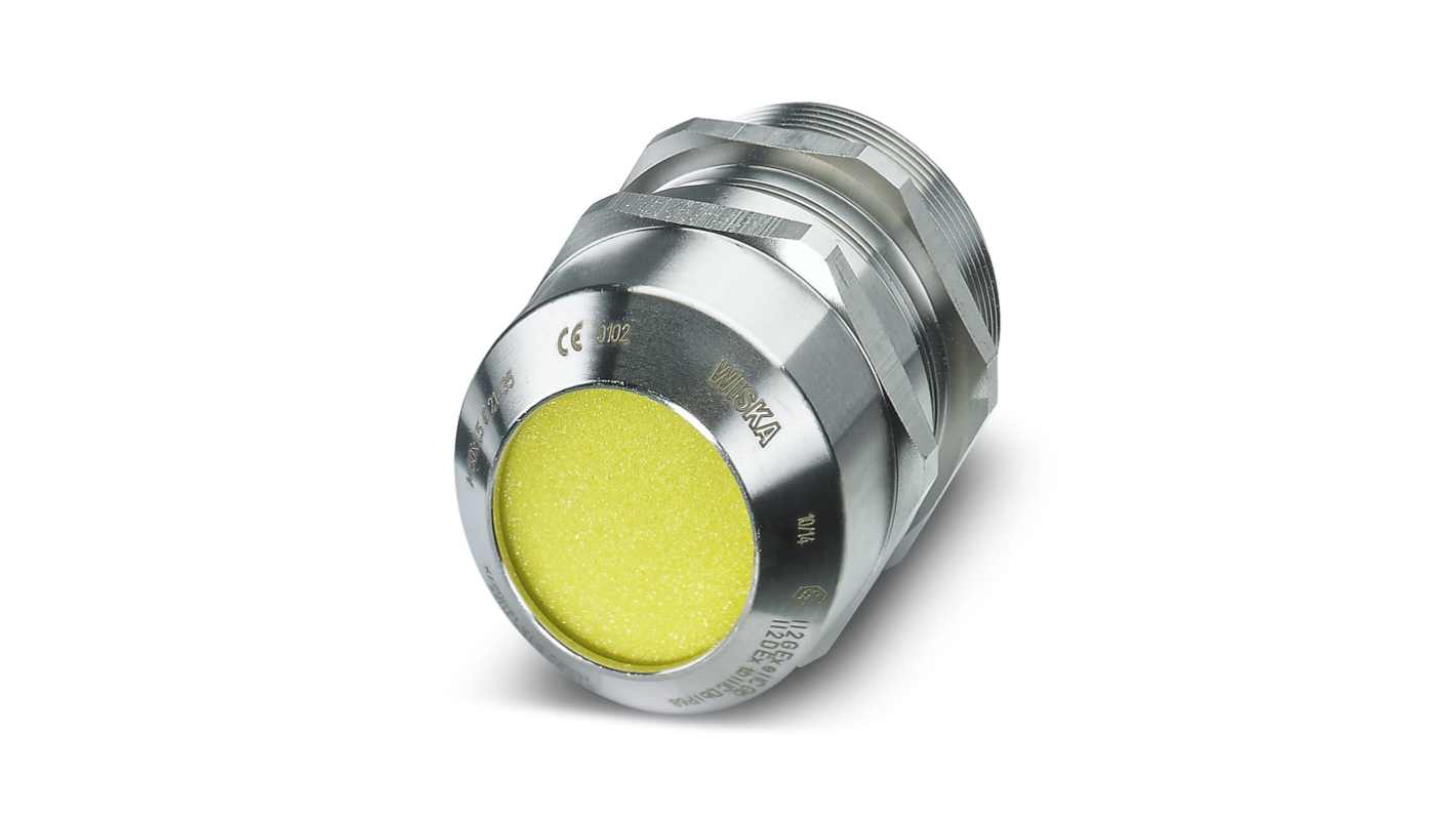 Phoenix Contact 14151 Series Brass Brass Cable Gland, M50 Thread, 21mm min., 35mm max., IP67, IP68