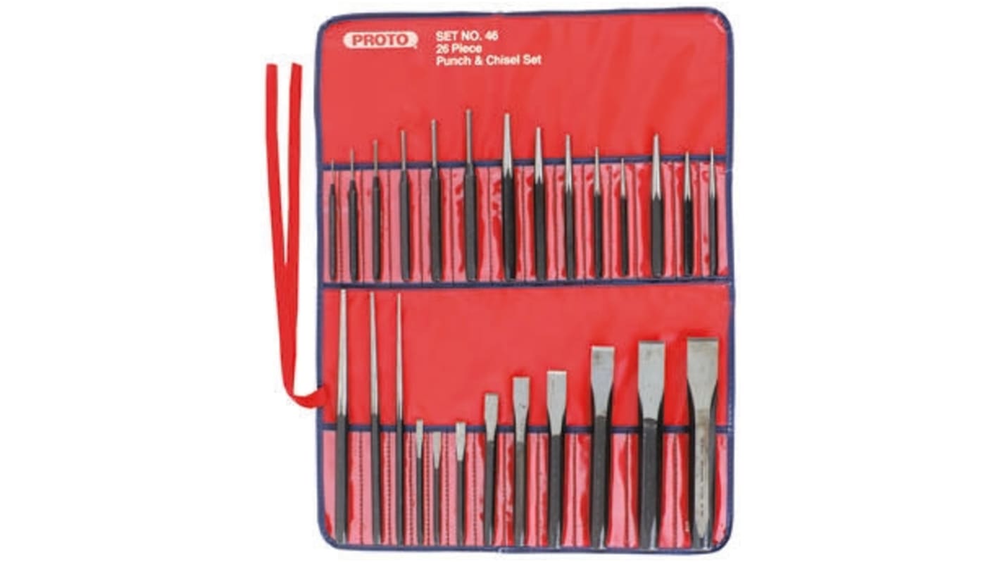 Stanley Proto 26-Piece Punch Set, Pin Punch, 3/16 → 7/8 in Shank