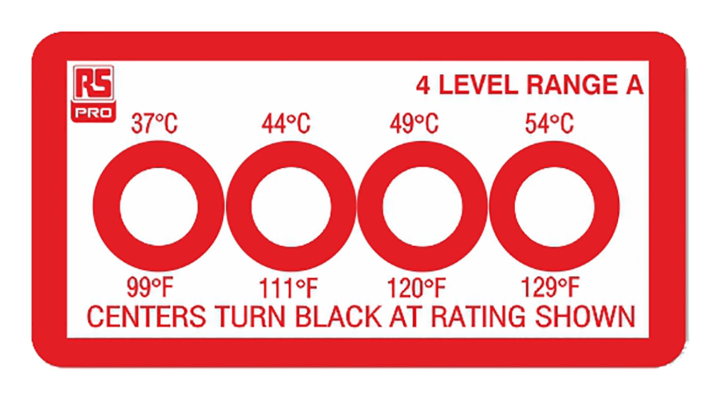 RS PRO Non-Reversible Temperature Sensitive Label, 37°C to 54°C, 4 Levels