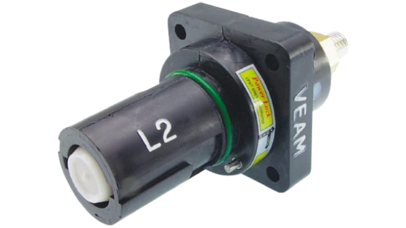 Conector de potencia industrial, Orientación Recto, Veam Powerlock, Negro, 1,0 kV, 660A