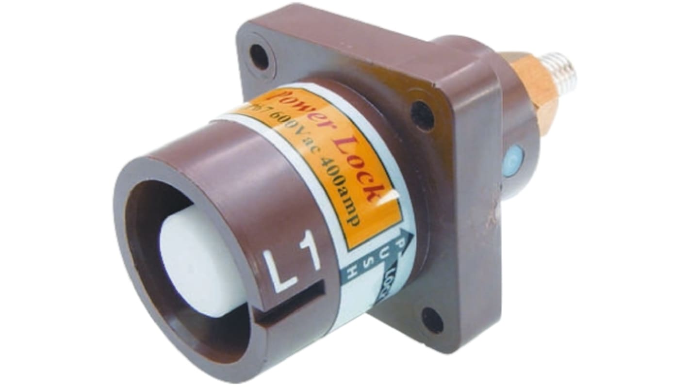 Conector de potencia industrial, Orientación Recto, Veam Powerlock, Marrón, 1,0 kV, 400A