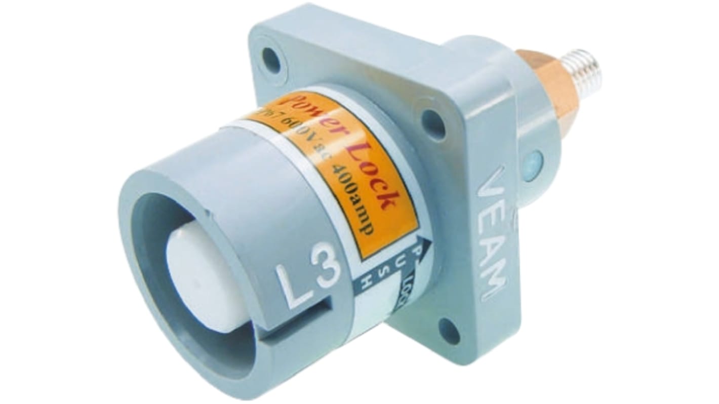 ITT Cannon, Veam Powerlock Grey Panel Mount Industrial Power Plug, Rated At 400A, 1.0 kV