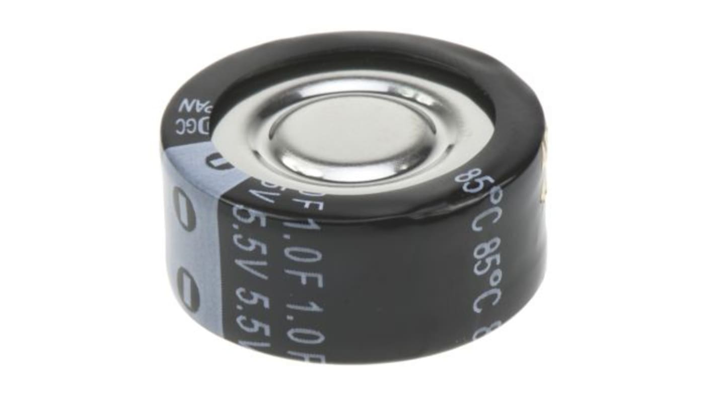 Panasonic 1F直插超级电容, F系列, 5.5V 直流, 21.5mm直径, 5mm线距, -25°C最低