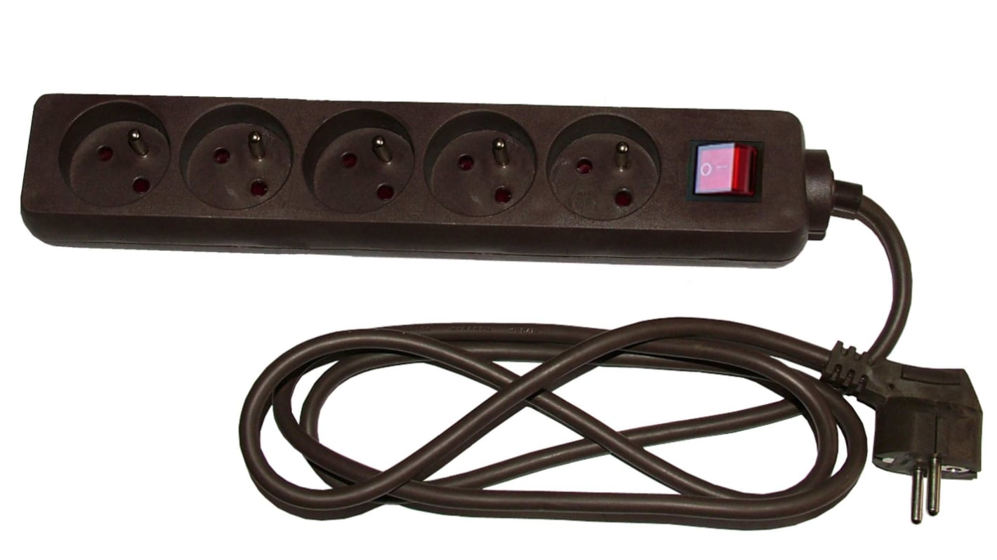 RS PRO 4m 5 Socket Type E - French Extension Lead, 250 V