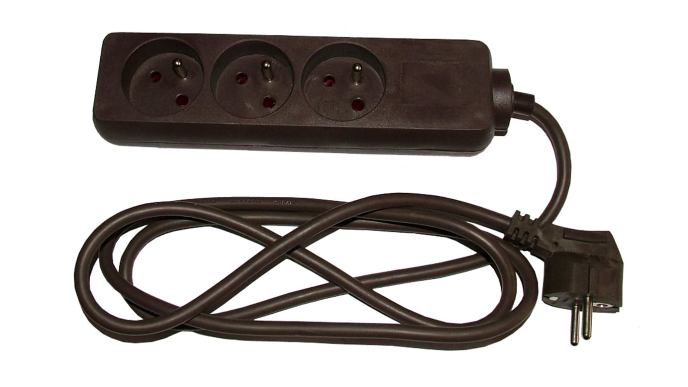 RS PRO 1.5m 3 Socket Type E - French Extension Lead, 250 V