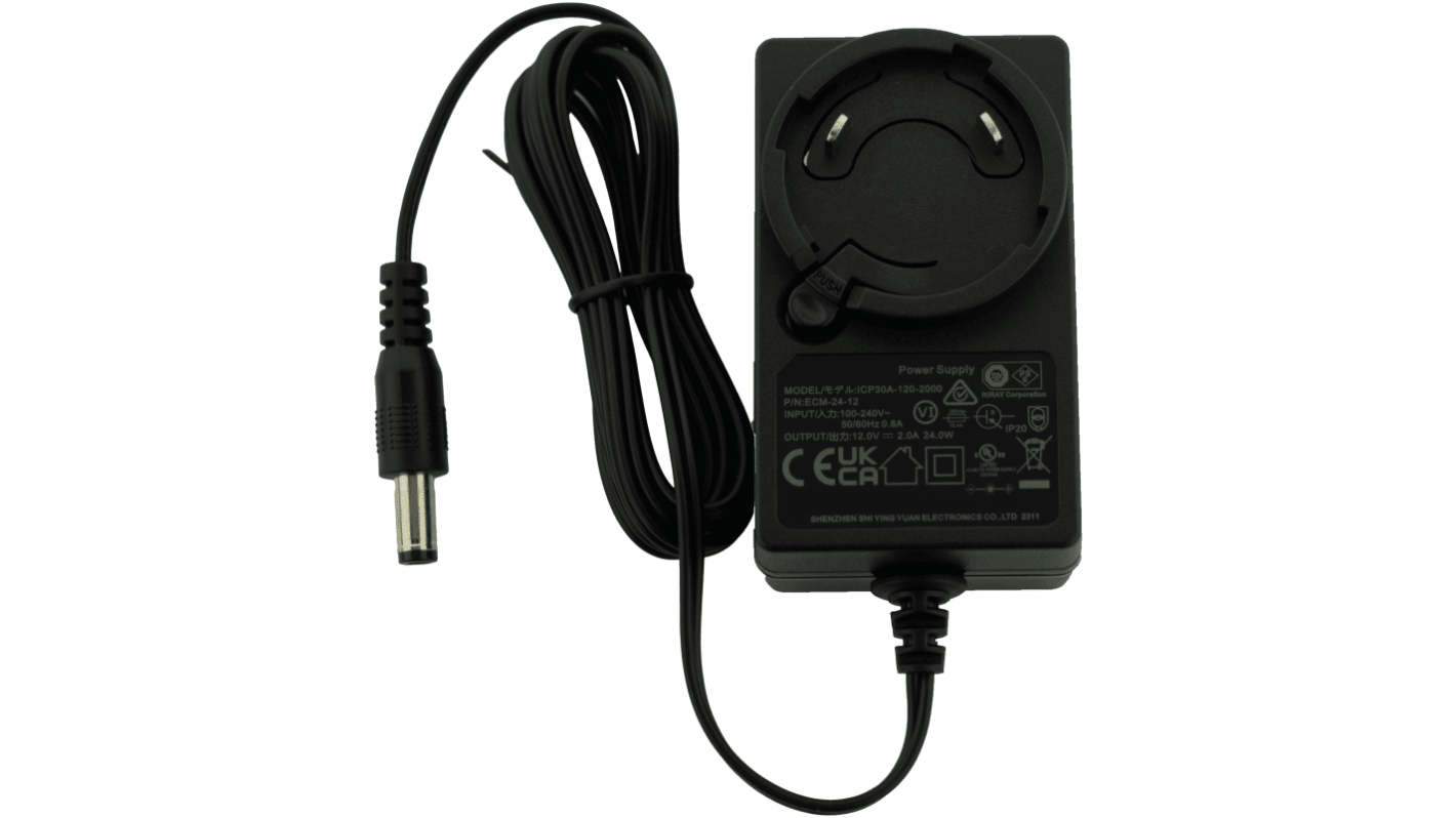 RS PRO 30W Plug-In AC/DC Adapter 12V dc Output, 2A Output